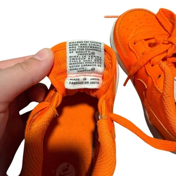 Nike Air Force 1 Neon Orange Sneakers Size 7C - Picture 3 of 10